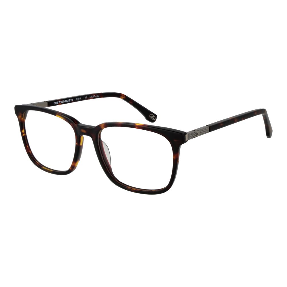 Land Rover Brown Acetate Glasses (Frames), full-rim square style for men, brown acetate with 54mm lenses, includes branded case.