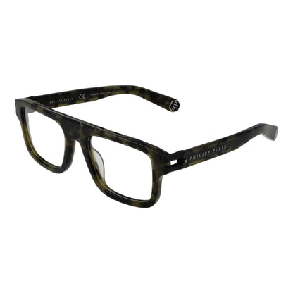 Philipp Plein Green Titanium Glasses (Frames) in square full-rim style with green titanium frame for men, includes branded case.
