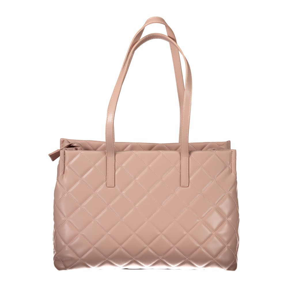 Mario Valentino Pink Polyethylene Handbag with two handles, laptop compartment, central pocket, contrasting details, and zip closure.