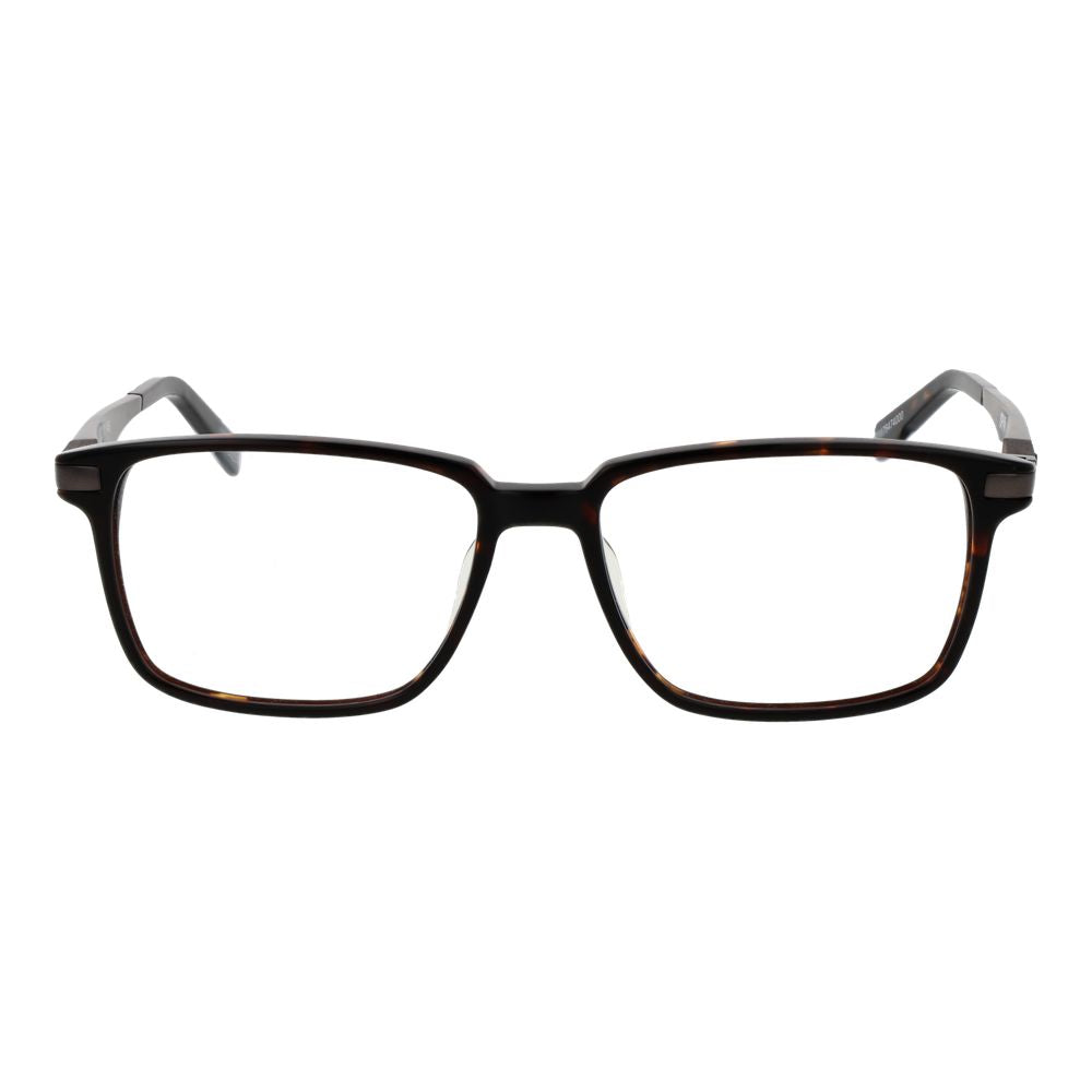 Spy Brown Plastic Glasses (Frames) for men, full-rim square design with brown plastic frame, size 57-17-145, includes branded soft case.
