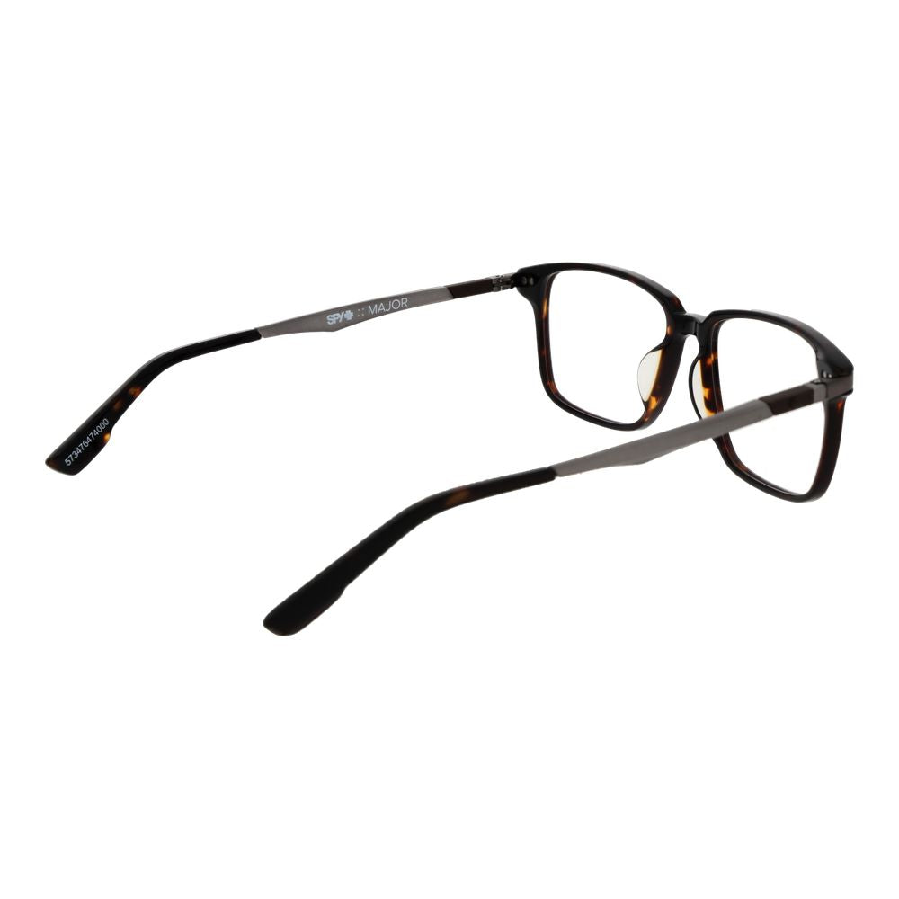 Spy Brown Plastic Glasses (Frames) with brown full-rim square frame, demo lenses, and a branded soft case for men.