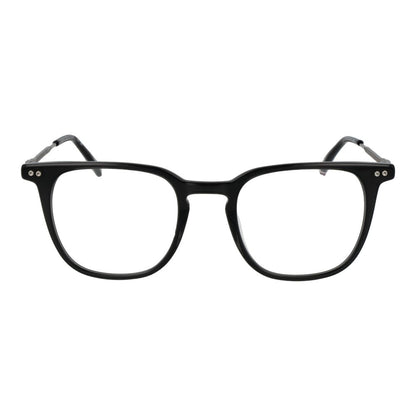 Tommy Hilfiger Black Acetate Glasses (Frames) in rectangle style, full-rim design with demo lenses, ideal for men.