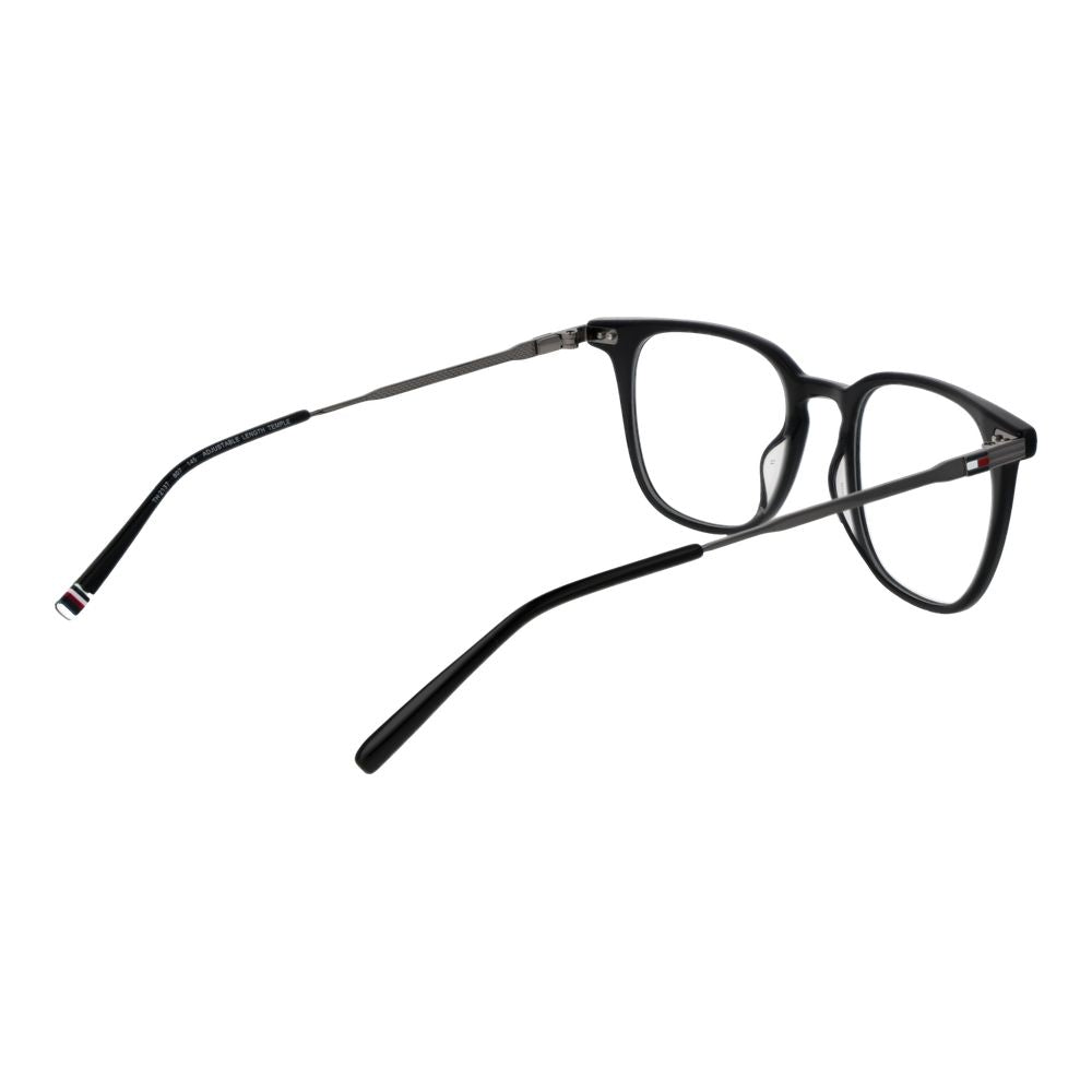 Tommy Hilfiger Black Acetate Glasses (Frames), full-rim black acetate frame, demo lenses, for men, rectangle style.