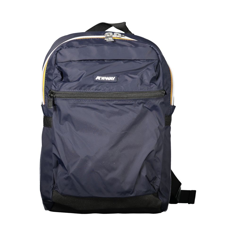 K-WAY Blue Polyamide Backpack with adjustable straps, external pocket, zip closure, contrasting details, and logo.