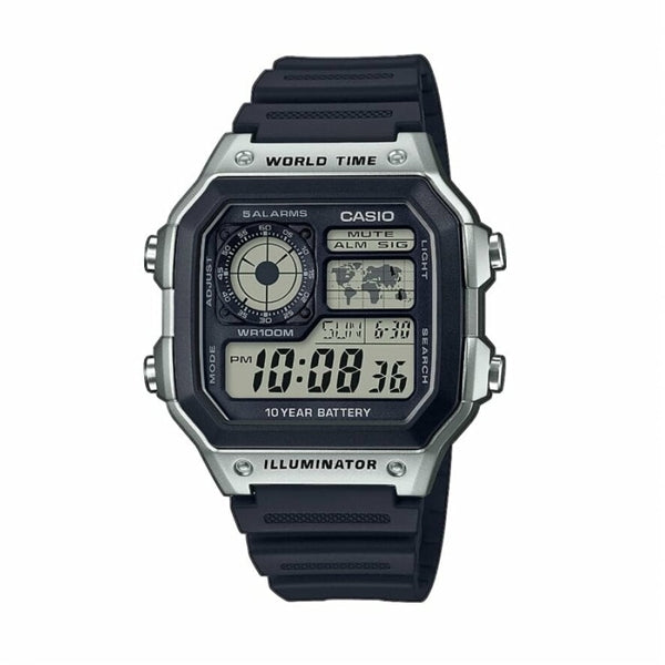 CASIO SPORT Mod. DIVER - WORLD TIME ILLUMINATOR 5 ALARMS - FUTURE CLASSIC COLLECTION - BLACK SILVER WATCHES