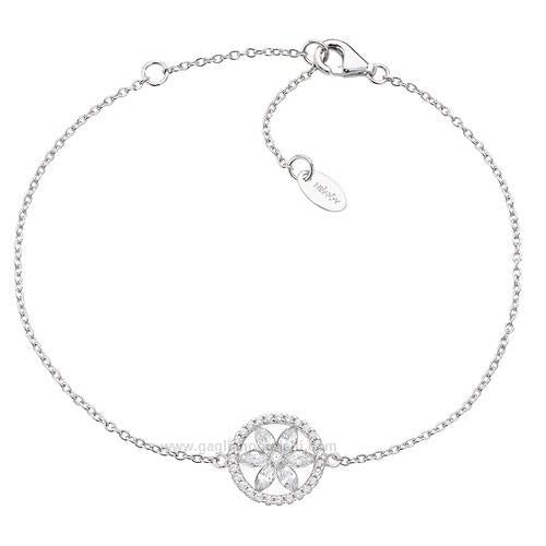 Elegant silver bracelet by AMEN JEWELRY Mod. BRFLBBZ1 featuring a delicate flower charm.