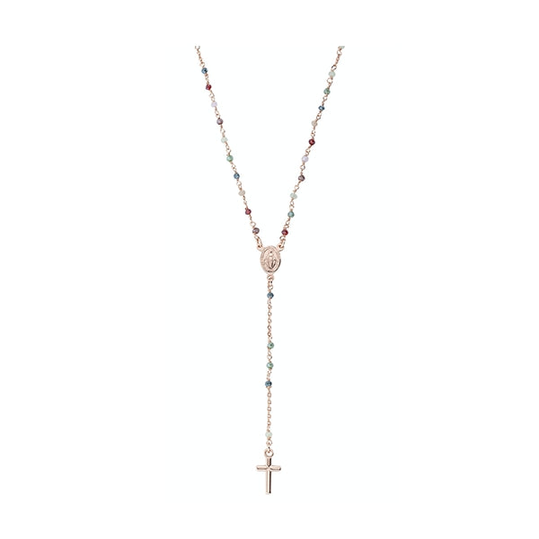AMEN JEWELRY Mod. CRO25RMU4 rosary necklace with beads and cross pendant