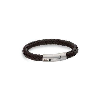 AN JEWELS JEWELRY Mod. AA.P233BR.M brown braided leather bracelet with metal clasp