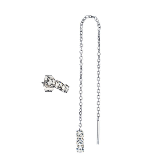 AN JEWELS JEWELRY Mod. AB.EP023 silver chain earring with diamond accents