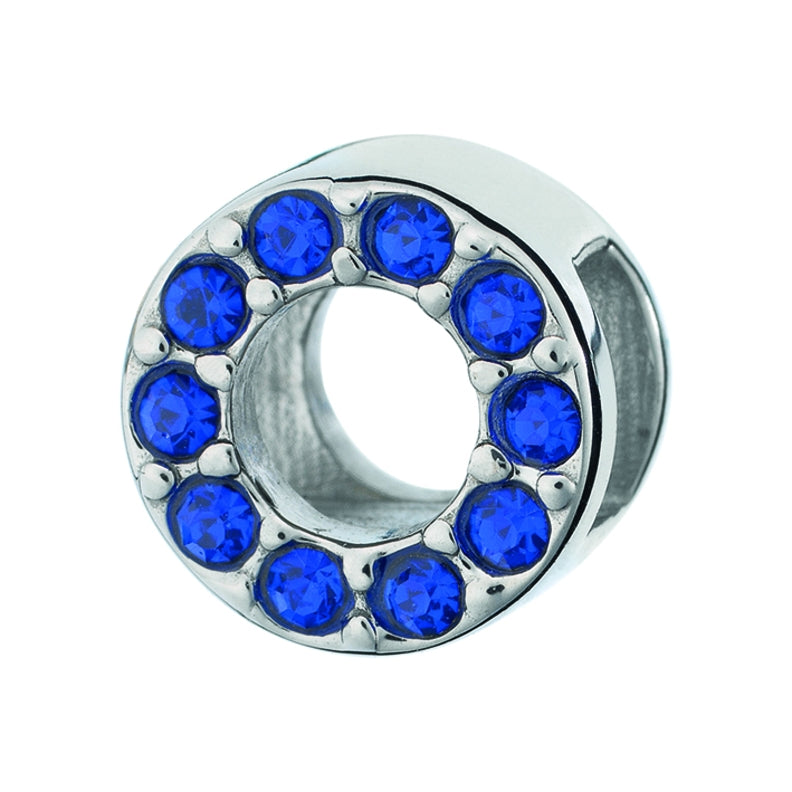 AN JEWELS JEWELRY Mod. AL.DLI01BL round silver charm with blue gemstones