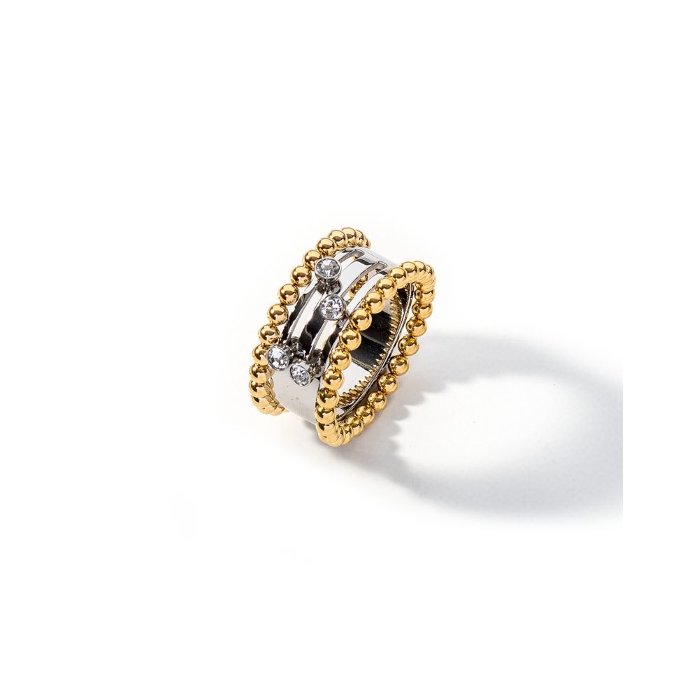 AN JEWELS JEWELRY Mod. AL.RSOKLYC-10 gold and silver ring with diamonds on white background