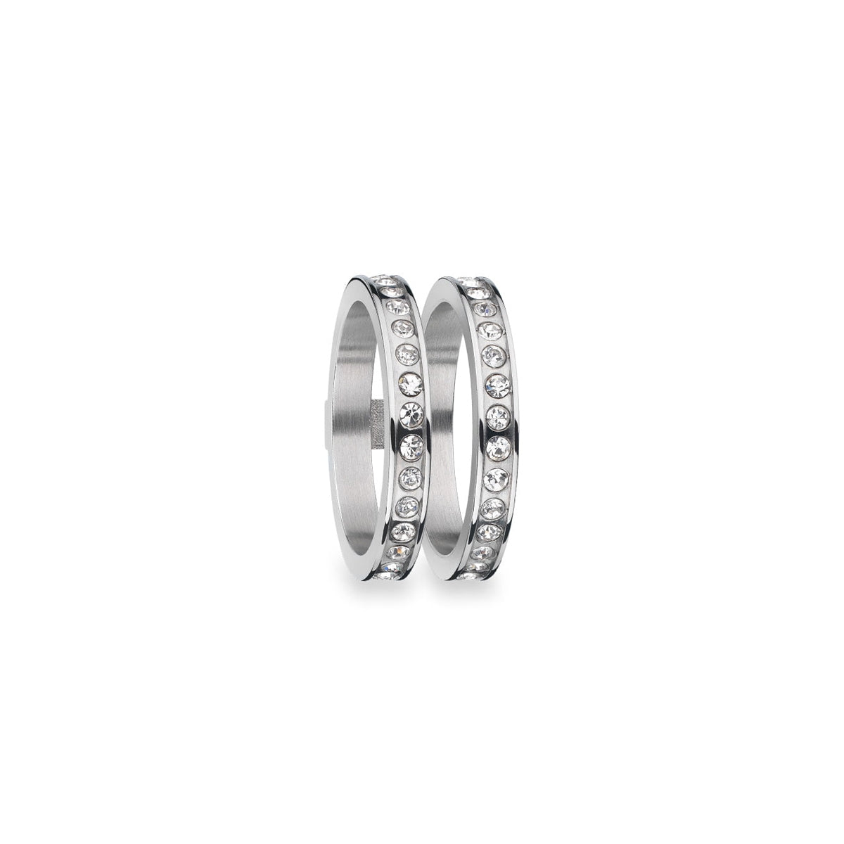 AN JEWELS JEWELRY Mod. AR.R2NS01SC-8 silver rings with embedded white crystals