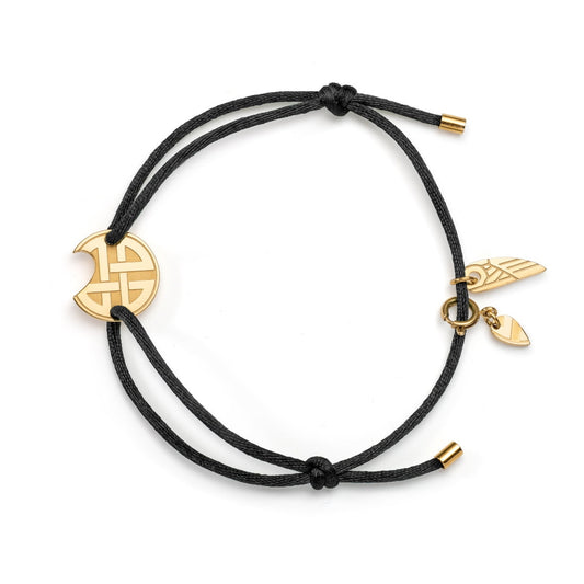 AN JEWELS JEWELRY Mod. AV.BGLBGGBK stylish black cord bracelet with gold-tone accents.