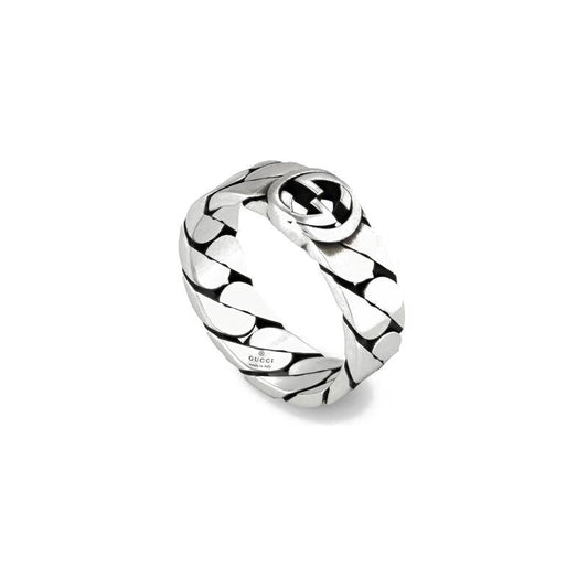 Luxury ANELLI GUCCI MOD. YBC661513001 silver ring with iconic design and brand logo.