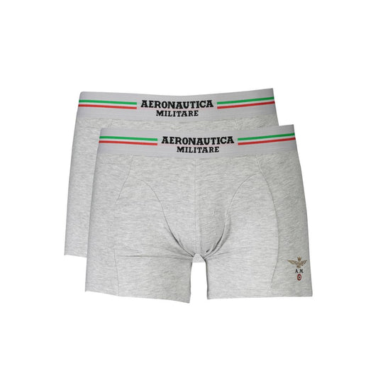 Aeronautica Militare Brown Cotton Men Boxer with elastic waistband, luxury and comfort, bi-pack in gray with logo, snug fit