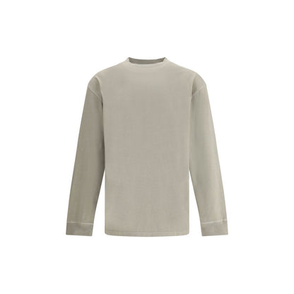Agolde Beige Cotton Sportswear long sleeve T-shirt with ribbed neck and elasticized cuffs, 100% cotton, perfect for casual refined look.