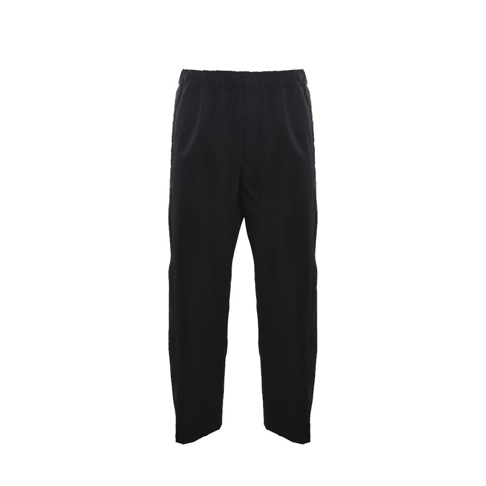 Alexander McQueen Black Cotton Casual Pants with elastic waist and pockets, made in Italy.