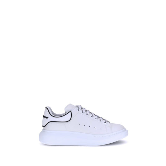 Alexander McQueen White Calf Leather Bos Taurus Platform Sneakers with lace-up design and classic round toe.