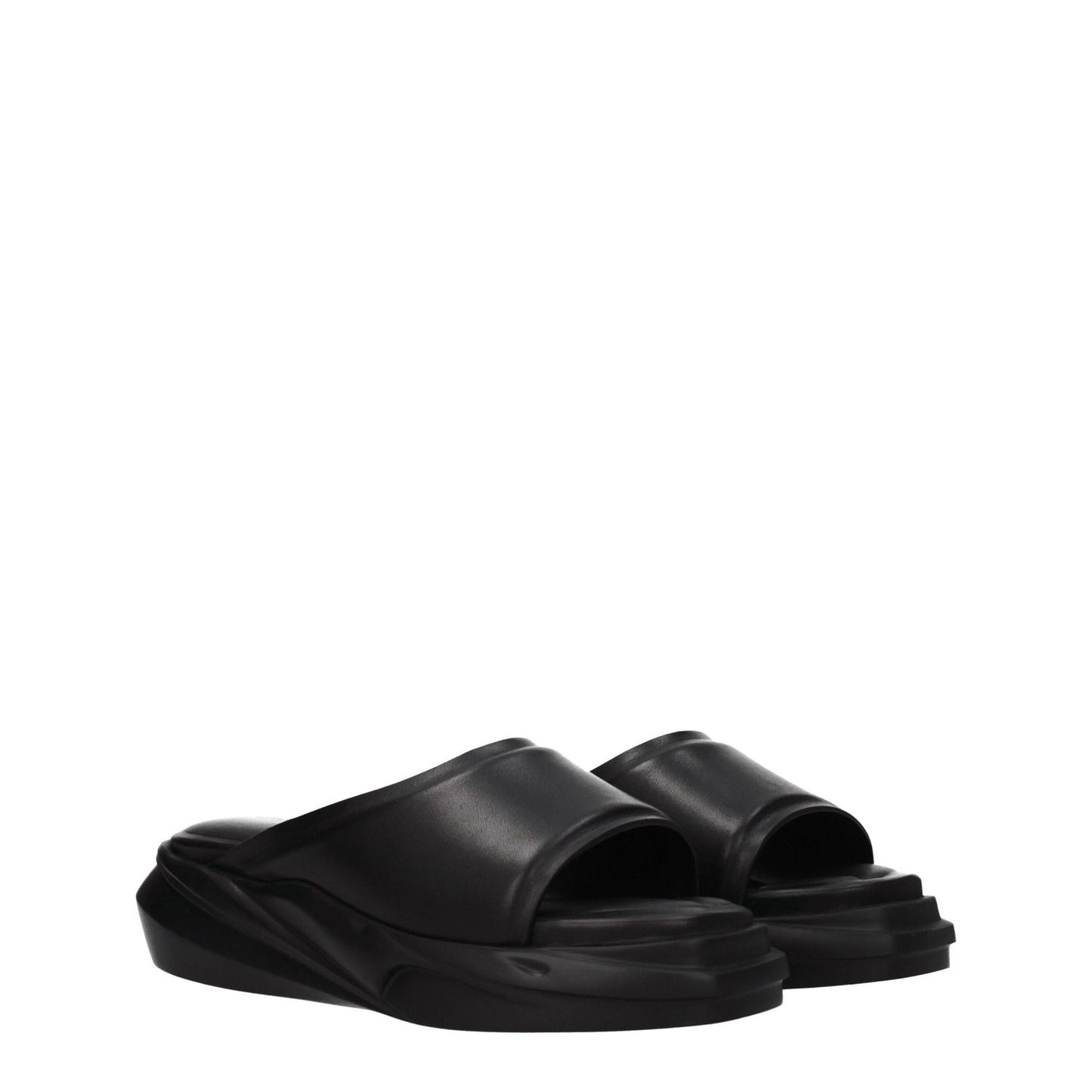 Alyx Black Leather Slippers