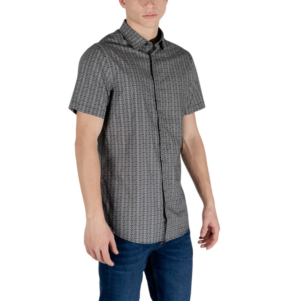 Armani Exchange Black Cotton Shortsleeve Shirt