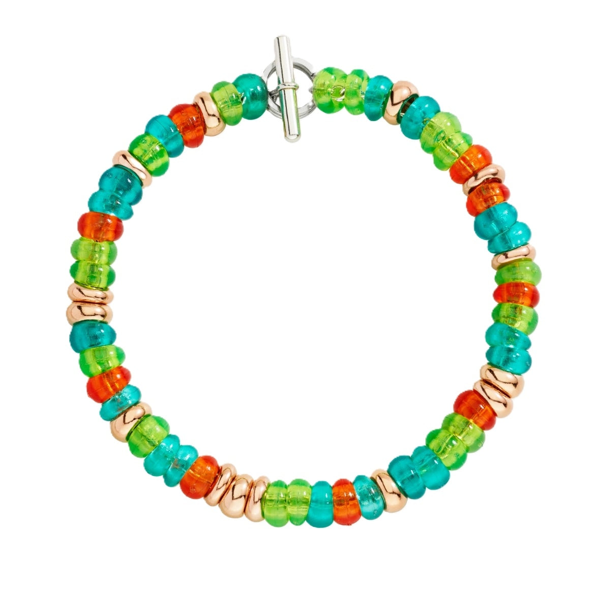 Colorful beaded bracelet BRACCIALI DODO MOD. DBC5003RONDEVERAGM with mixed green, blue, and red beads.