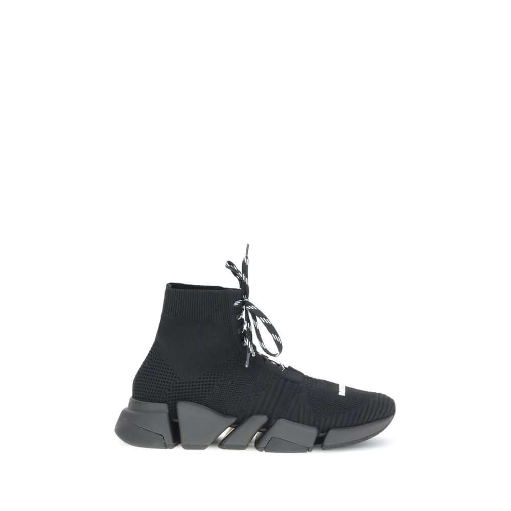 Balenciaga Black Polyester Athletic Sneakers with 3D mesh and lace-up design, featuring articulated sole for comfort and style.