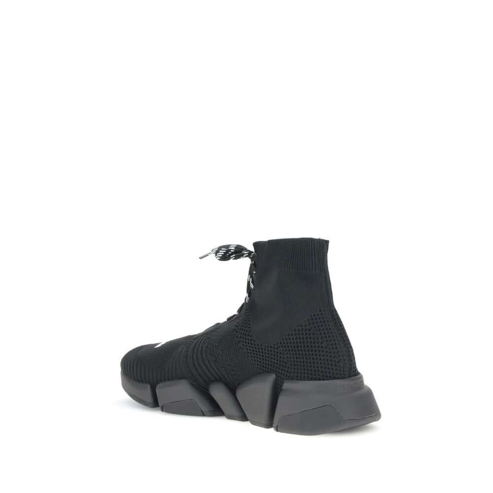 Balenciaga Black Polyester Athletic Sneakers, side view showcasing 3D technical mesh and ultra-articulated sole with 'No Memory' technology.