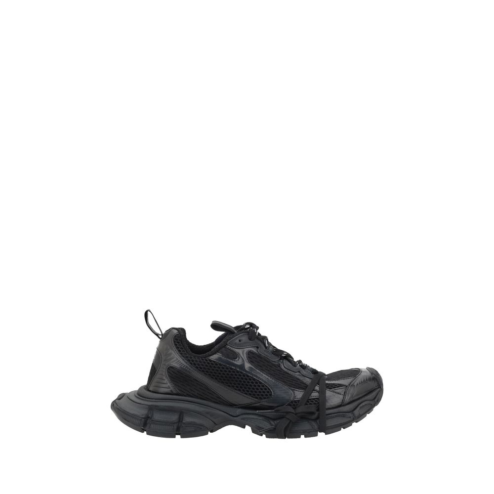 Balenciaga Black Rubber Athletic Sneakers with chunky sole and mesh panels for modern style and comfort.