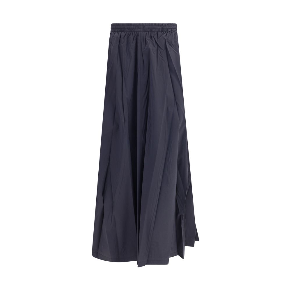 Balenciaga Blue Polyester Long Skirt with flared design and elastic waistband.