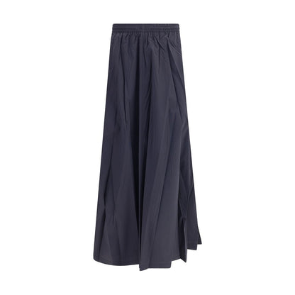 Balenciaga Blue Polyester Long Skirt with flared design and elastic waistband.
