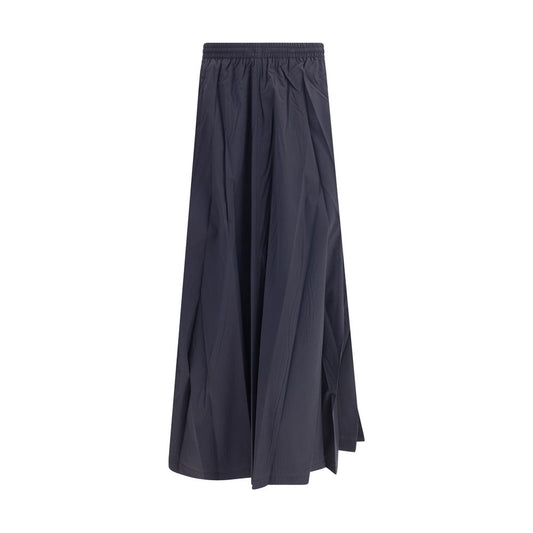 Balenciaga Blue Polyester Long Skirt with flared design and elasticated waistband, featuring side welt pockets.