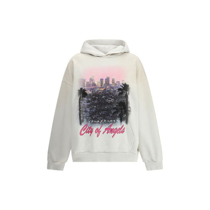 Balenciaga White Cotton Sweatshirt featuring "City of Angels" print and urban skyline design, regular fit.