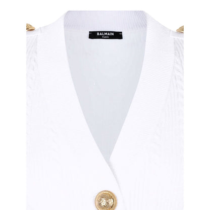 Balmain Button-Trim Cable-Knit Cardigan Topwear