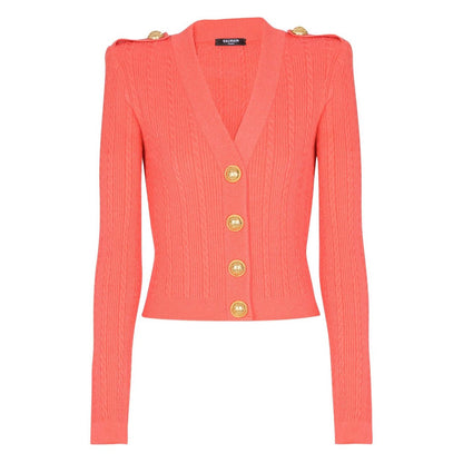 Balmain Long-sleeved twisted knit cardigan Topwear