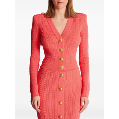 Balmain Long-sleeved twisted knit cardigan Topwear