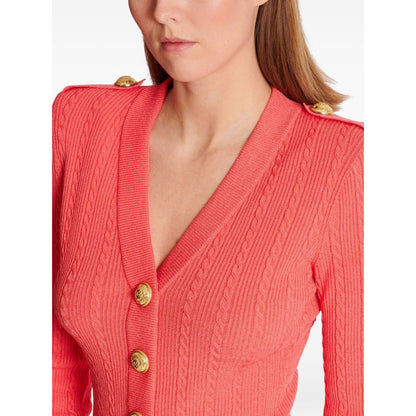 Balmain Long-sleeved twisted knit cardigan Topwear