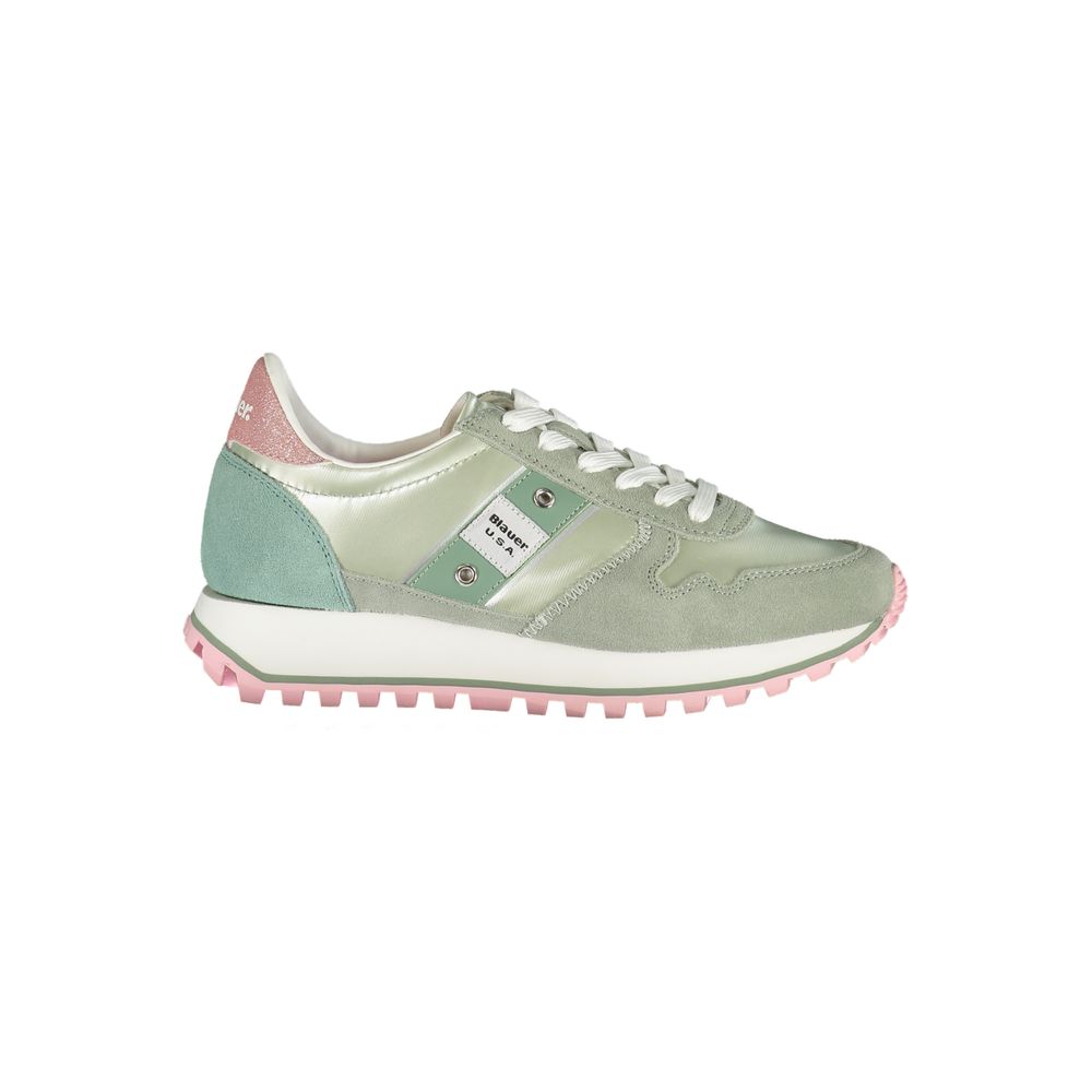 Blauer Green Polyester Women Sneaker with pink accents and lightweight footbed for comfort and style.