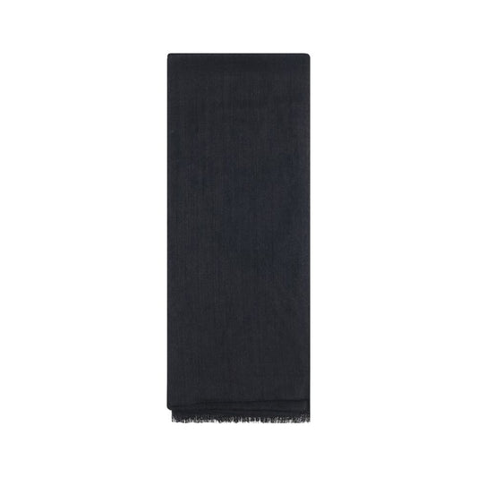 Brunello Cucinelli Black Cashmere Scarf with silk blend, featuring side bangs for elegant style. Lightweight accessory for AW25 season.