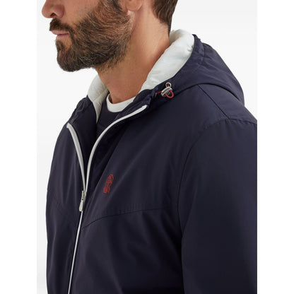 Brunello Cucinelli Bonded nylon hooded vest with Thermore padding and logo