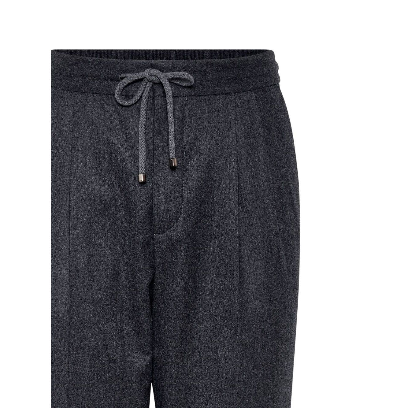 Brunello Cucinelli Drawstring-waistband wool tapered trousers