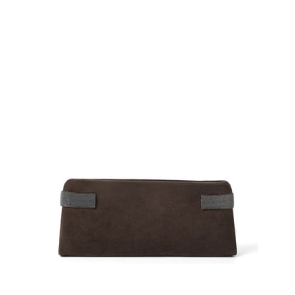 Brunello Cucinelli Essence pouch bag in suede with precious bands