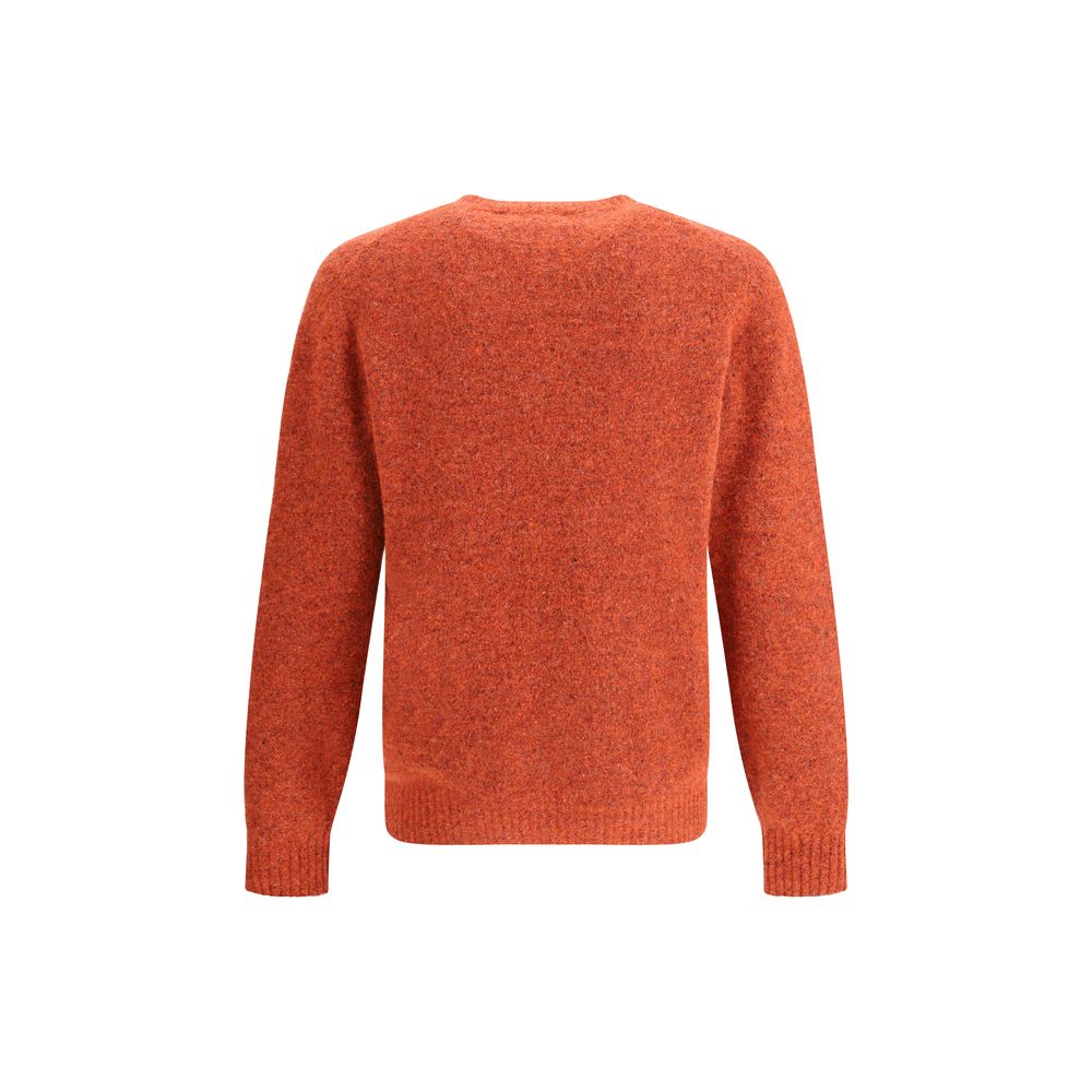 Brunello Cucinelli Orange Alpaca Vicugna Pacos Sweatshirt with ribbed cuffs and hem, mélange pattern, rear view.