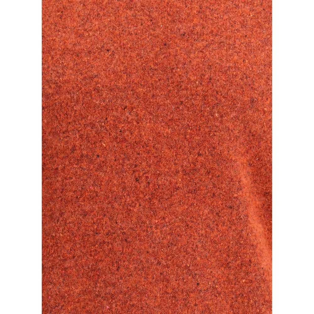 Close-up texture of Brunello Cucinelli Orange Alpaca Vicugna Pacos Sweatshirt showcasing its warm and elegant mélange pattern.