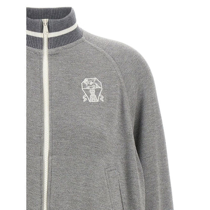 Brunello Cucinelli Ribbed-collar zip-up cardigan