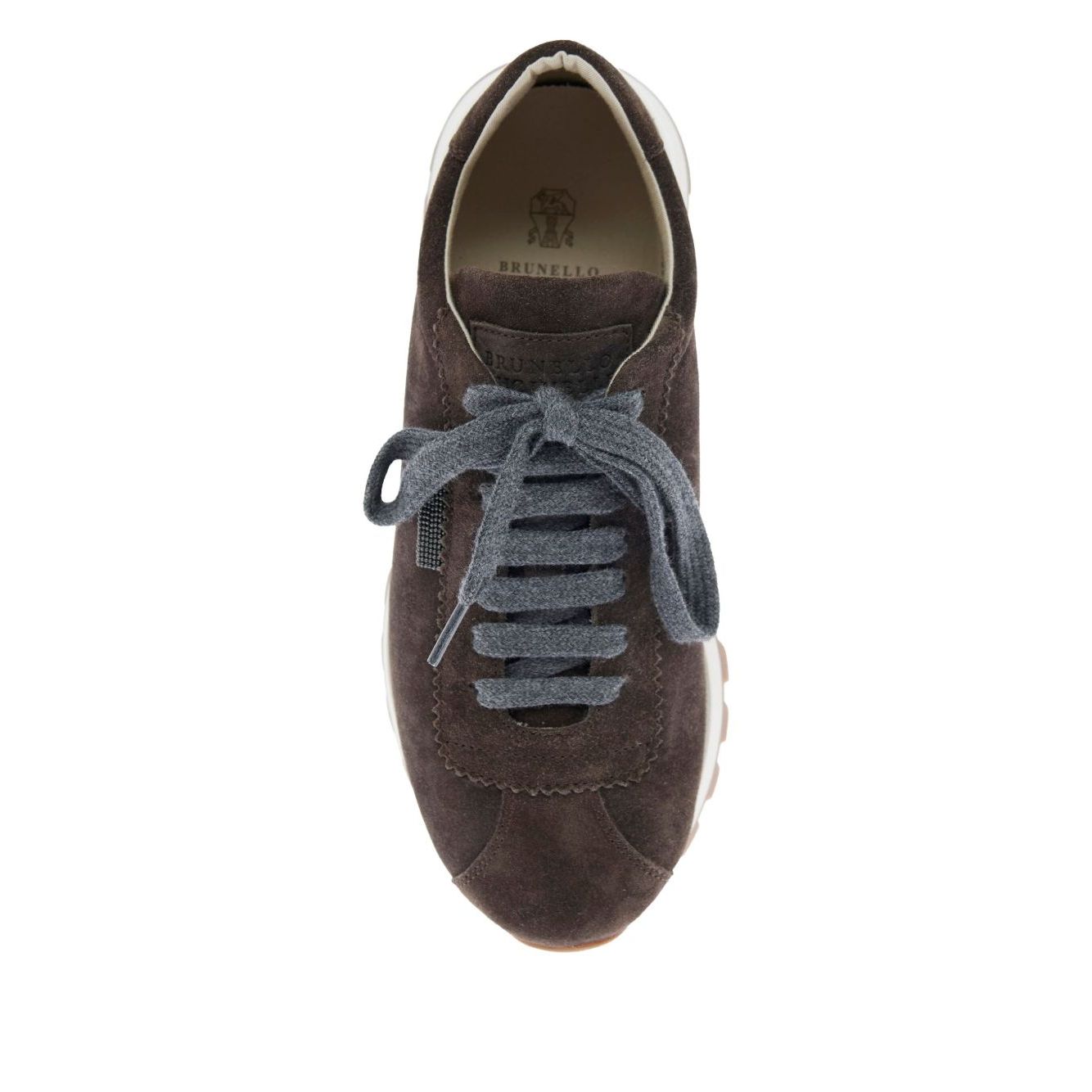 Brunello Cucinelli Suede runners with shiny tab