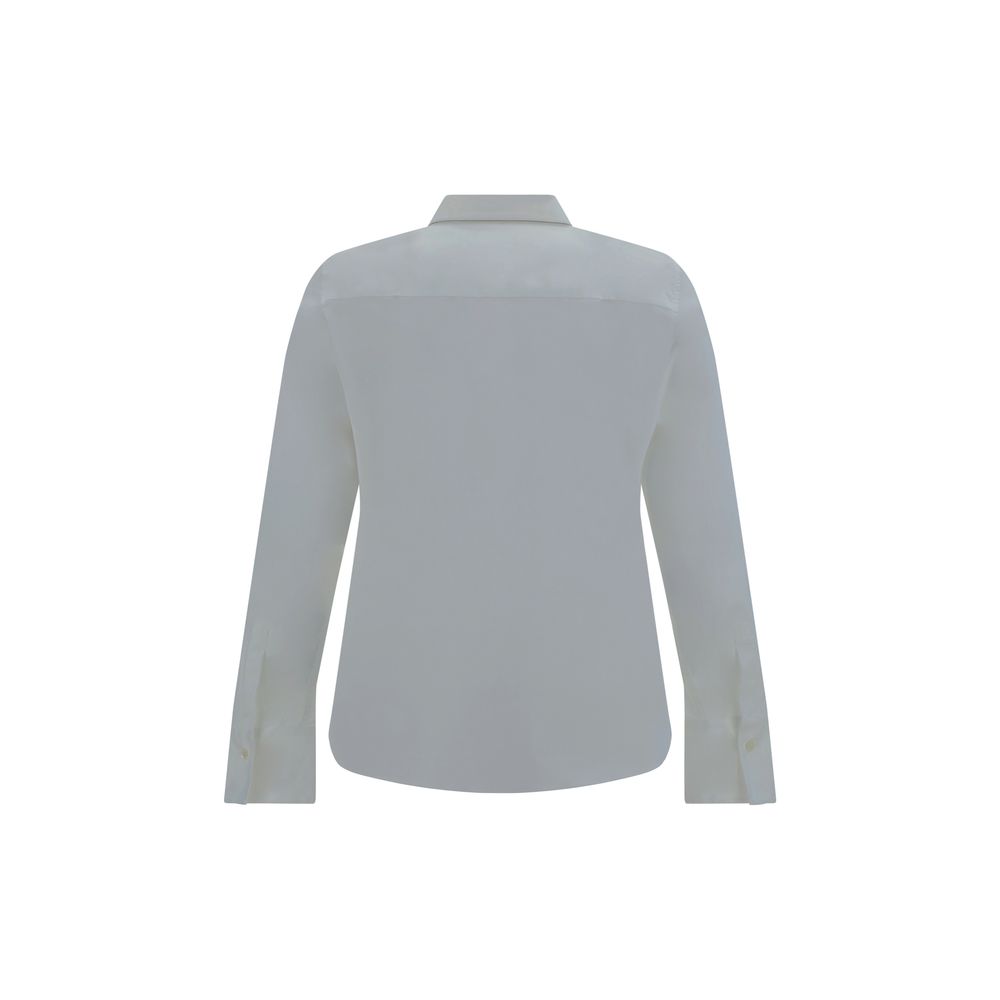 Back view of Brunello Cucinelli White Cotton Dress Shirt with classic collar and adjustable cuffs.