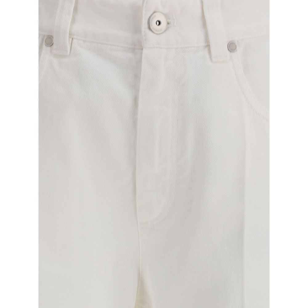 Brunello Cucinelli White Cotton Straight-Leg Jeans
