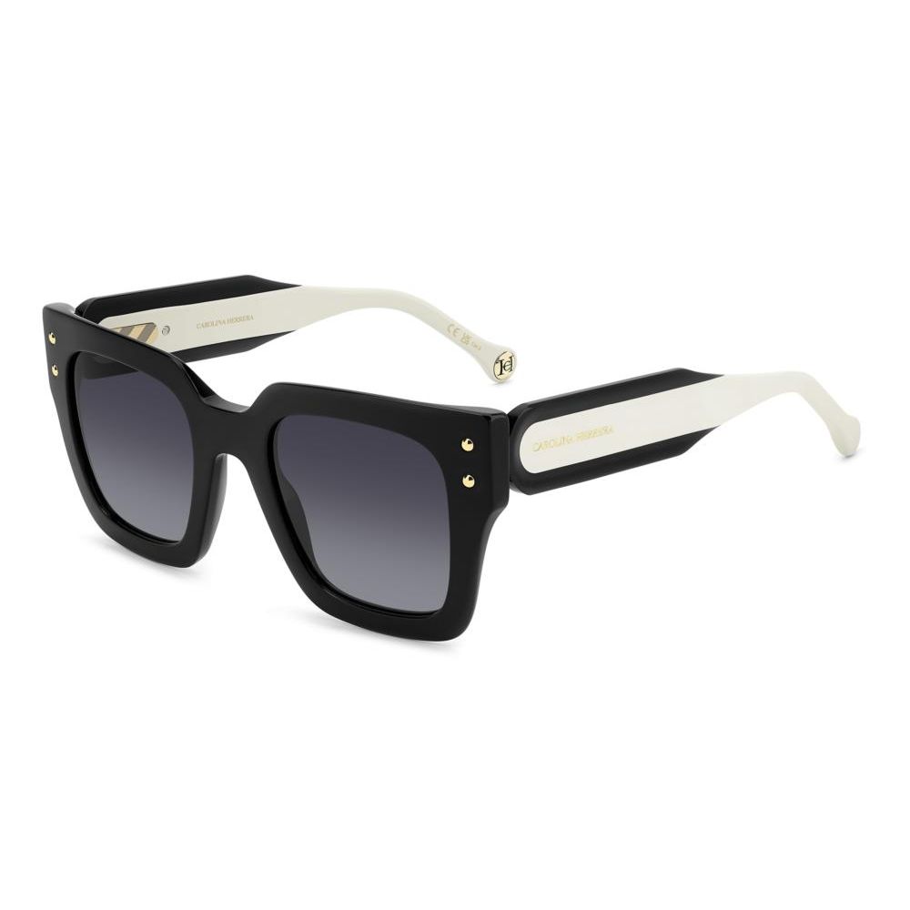 CAROLINA HERRERA MOD. HER 0255_S women's acetate sunglasses, black and white frame, side view.