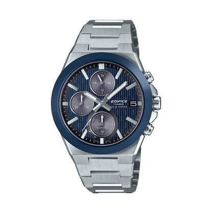 CASIO EDIFICE Mod. SOLAR POWERED CHRONOGRAPH - BLUE, water resistant 10 ATM stainless steel watch with blue dial and chronograph features