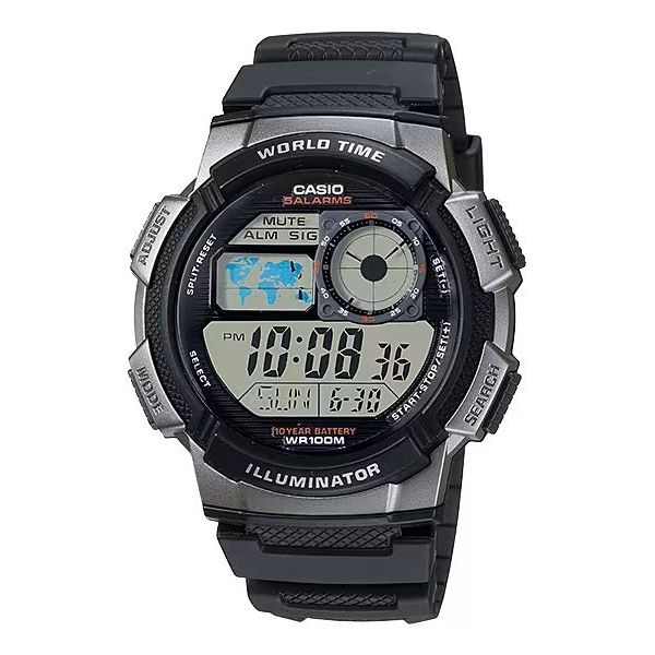 CASIO SPORT Mod. DIVER - WORLD TIME ILLUMINATOR 5 ALARMS. 10 YEARS BATTERY - GREY